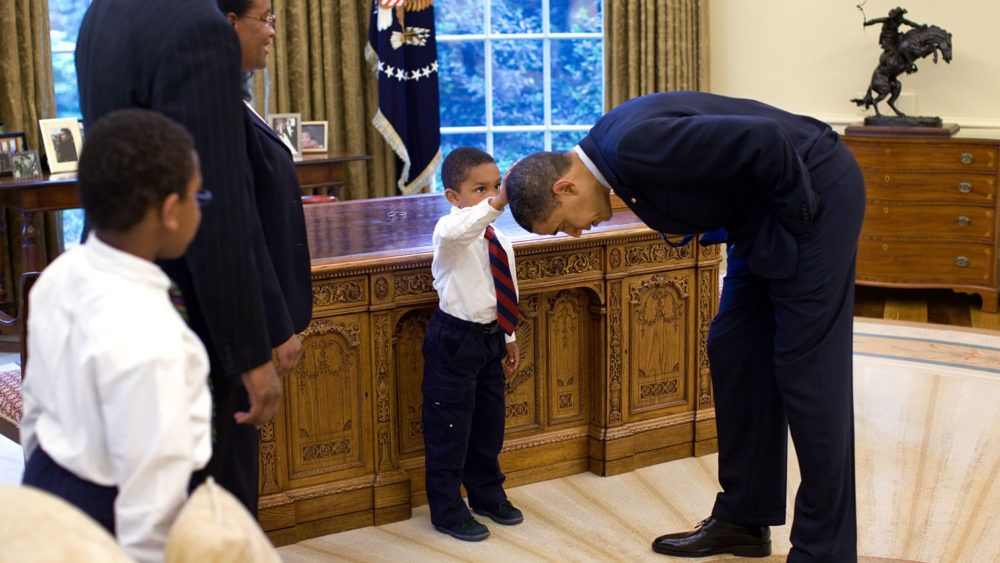 In 2008, Barack Obama became the first African American elected to the presidency. In this official White House photo from May, 2009, 5-year-old Jacob Philadelphia said, “I want to know if my hair is just like yours."