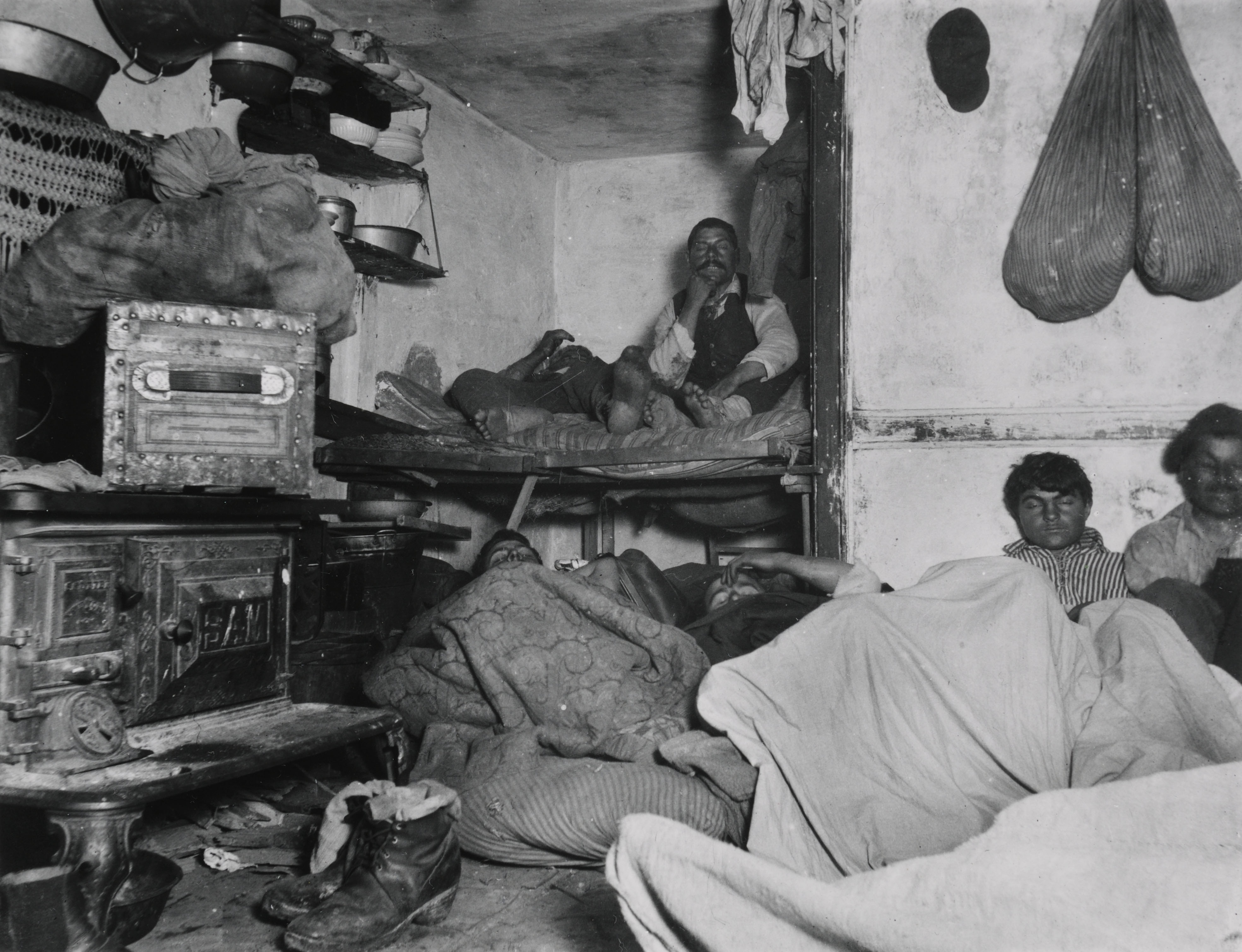 "Five Cent a Spot" Unauthorized Lodgings in a Bayard Street Tenement. Via Preus Museum