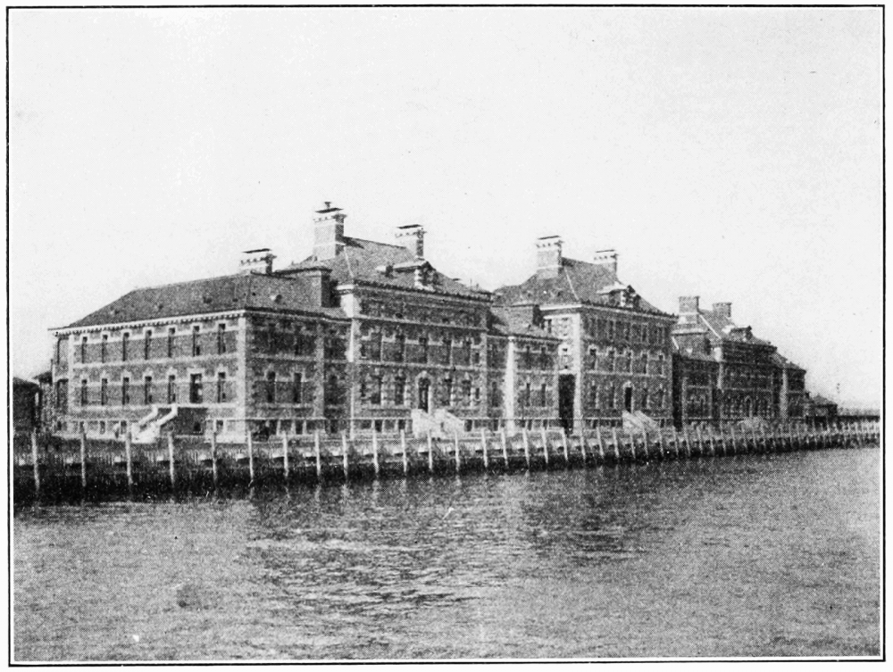 As the country’s busiest immigrant inspection station from the late nineteenth through mid-twentieth century, Ellis Island operated a massive medical service through the Ellis Island Immigrant Hospital (seen in the photograph). Symbols of various diseases (physical and mental) were placed on immigrants’ clothing using chalk, and many were able to enter the country only through wiping off or concealing the chalk marks. Photograph of the Immigrant Hospital at Ellis Island, 1913. Wikimedia, http://commons.wikimedia.org/wiki/File:PSM_V82_D010_The_immigrant_hospital_at_ellis_island.png.