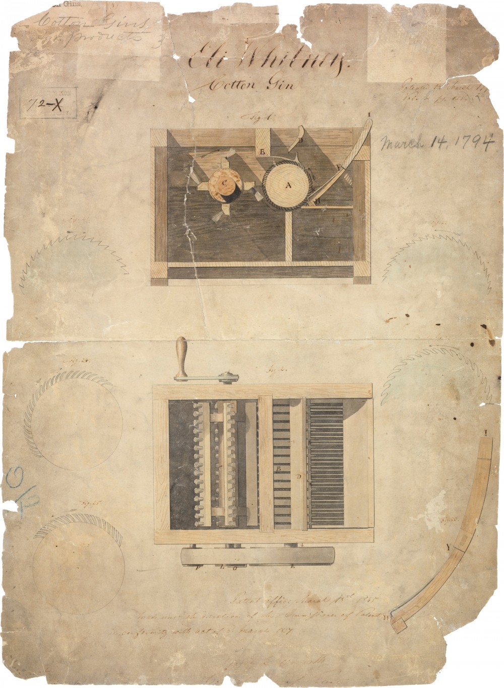 Mechanical cotton gin.