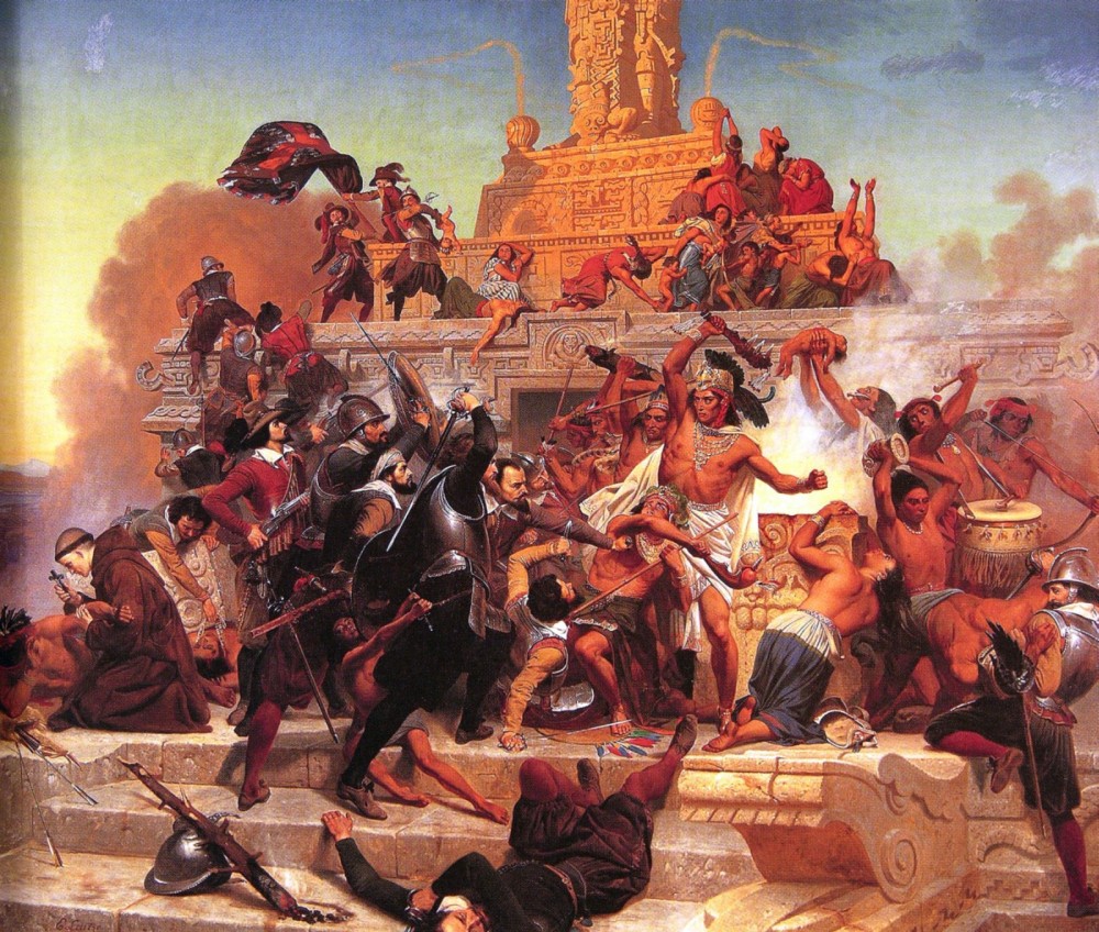 Emanuel Gottlieb Leutze, "Storming of the Teocalli by Cortez and His Troops," 1848. Wikimedia. http://commons.wikimedia.org/wiki/File:Leutze,_Emanuel_%E2%80%94_Storming_of_the_Teocalli_by_Cortez_and_His_Troops_%E2%80%94_1848.jpg