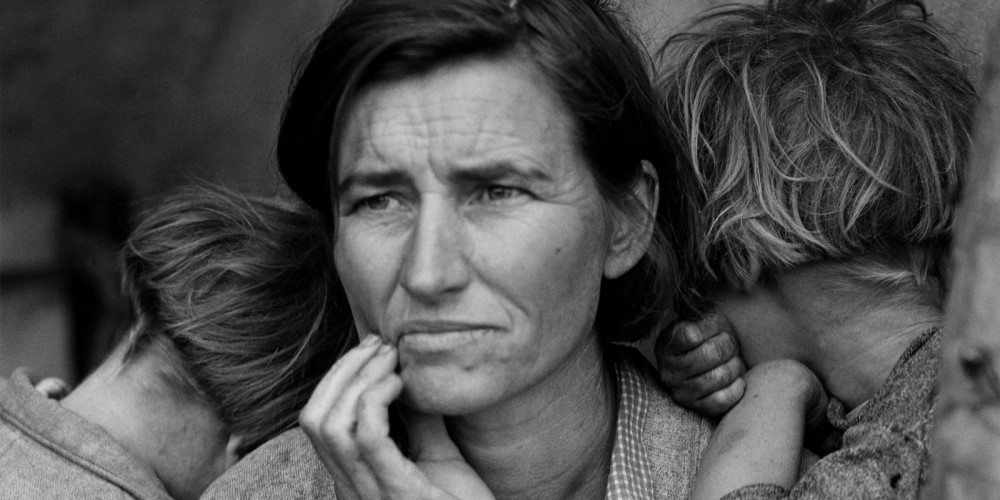 "Destitute pea pickers in California. Mother of seven children. Age thirty-two. Nipomo, California," Library of Congress.