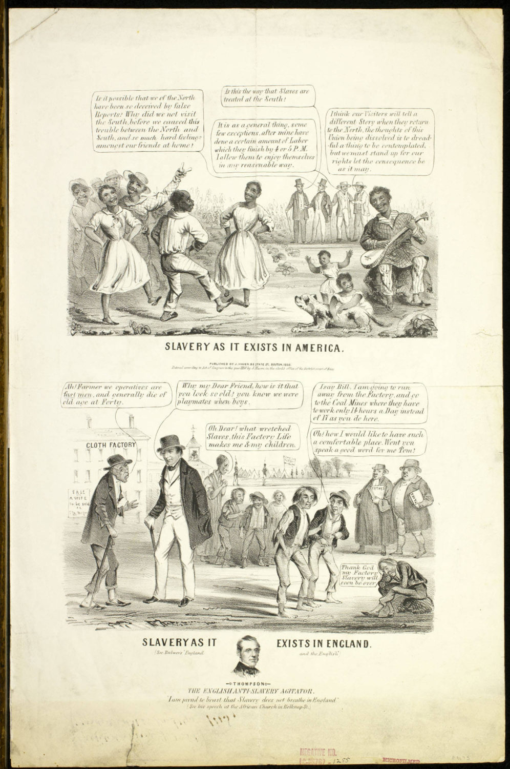 “Slavery as it exists in America. Slavery as it exists in England,” 1850, via Library Company of Philadelphia. 