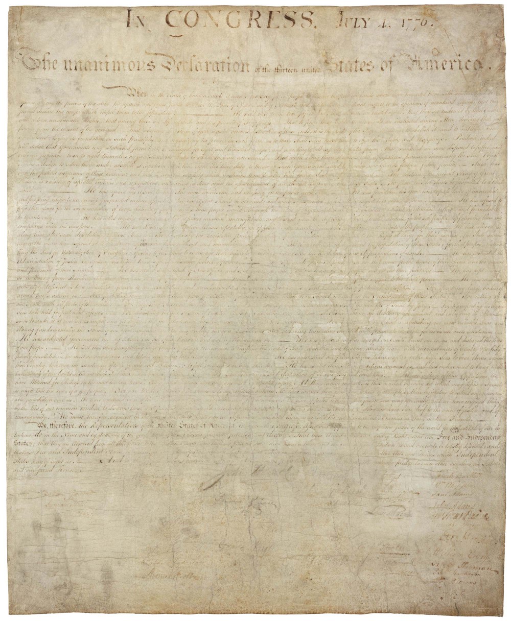 The Declaration of Independence, National Archives and Records Administration.
