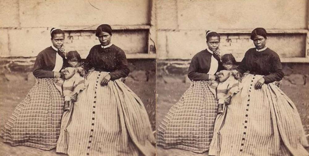 This photograph is Selina Gray and two of her daughters. Gray was the enslaved housekeeper to Robert E. Lee. Via the National Park Service