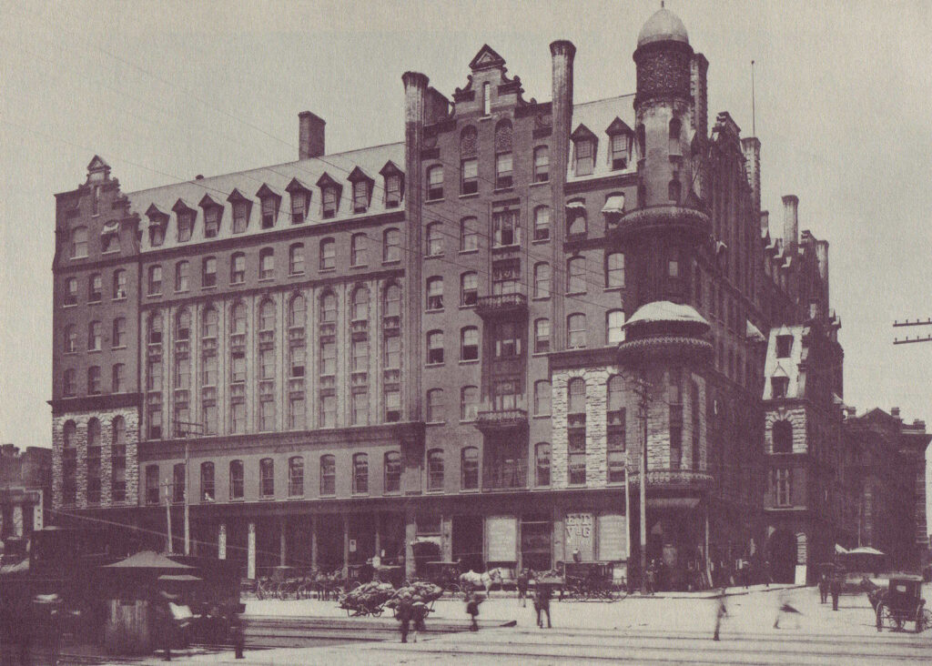 The ambitions of Atlanta, seen in the construction of such grand buildings as the Kimball House Hotel, reflected the larger regional aspirations of the so-called “New South.” 1890. 