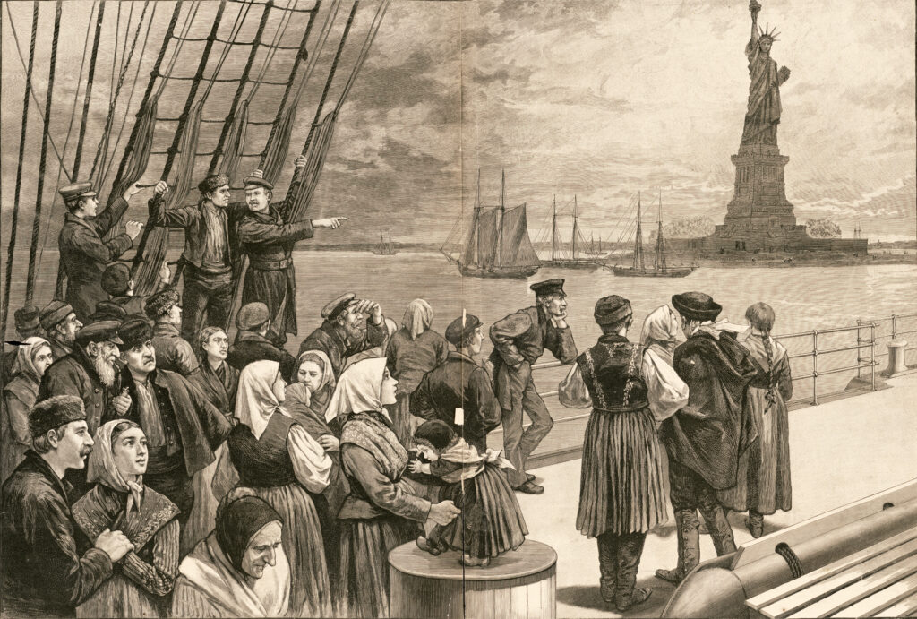 Immigrants on the deck of the steamer Germanic. 